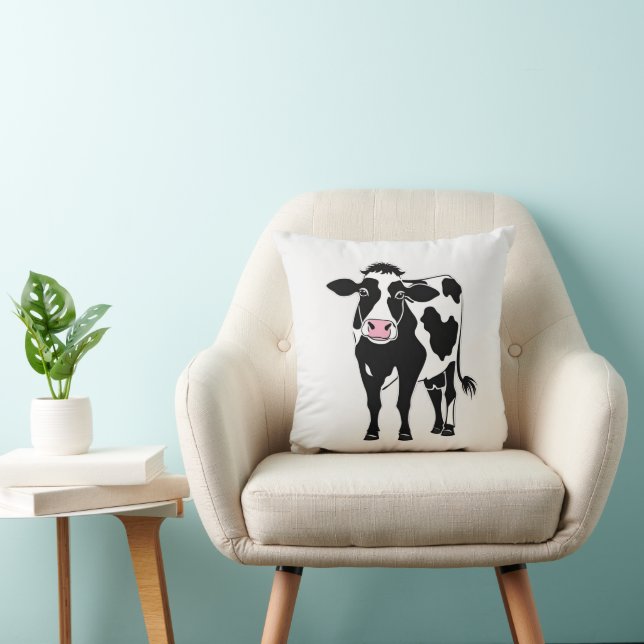 Cartoon Cow On White Cushion (Chair)