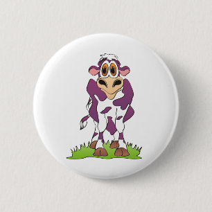 Cartoon Cow Purple 6 Cm Round Badge