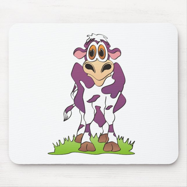 Cartoon Cow Purple Mouse Mat (Front)