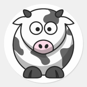 Cartoon Cow Sticker (Round)