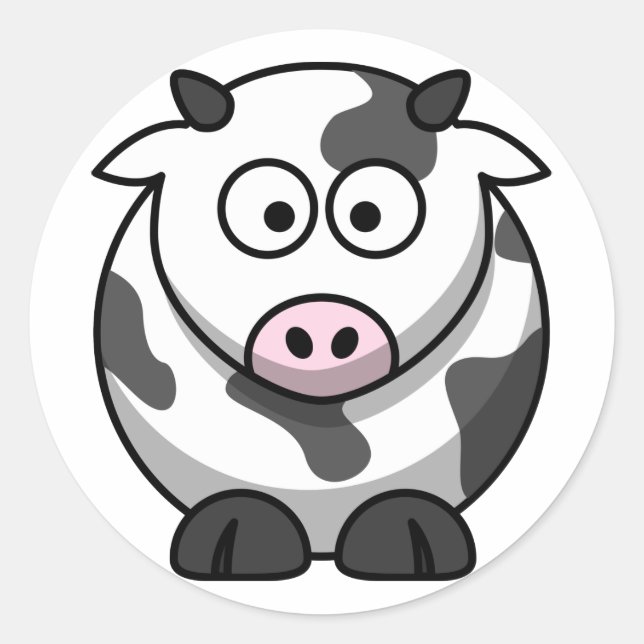 Cartoon Cow Sticker (Round) (Front)