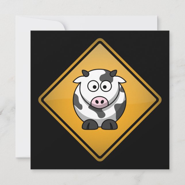 Cartoon Cow Warning Sign (Front)