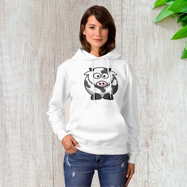 Cartoon Cow Womens Hoodie (Creator Uploaded)