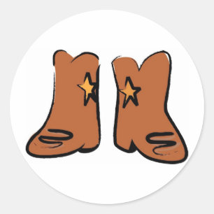 Cartoon Cowboy Boots Classic Round Sticker