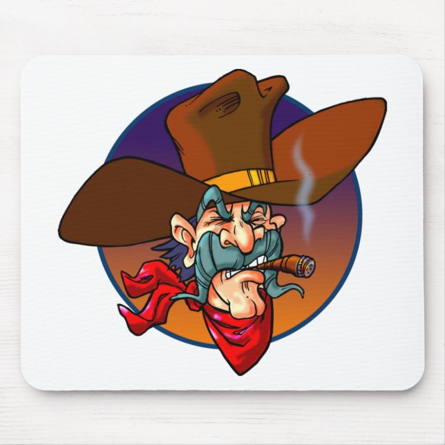 Cartoon Cowboy Mouse Mat (Front)