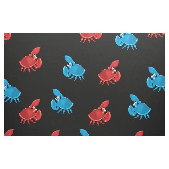 Cartoon Crab Fish Print Pattern Fabric (Fat Quarter)