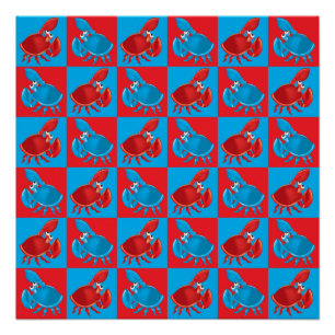 Cartoon crab mosaic poster