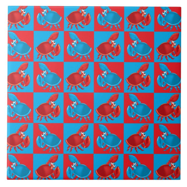 Cartoon crab mosaic tile (Front)