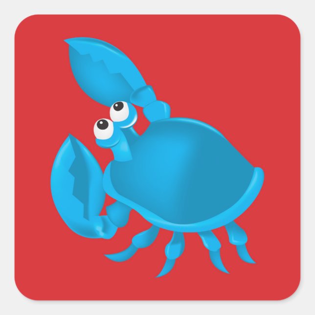 Cartoon crab square sticker (Front)