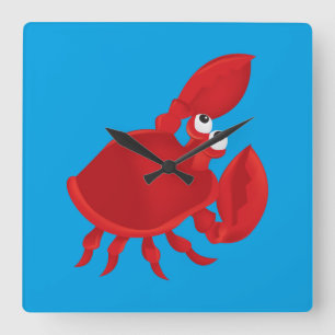 Cartoon crab square wall clock