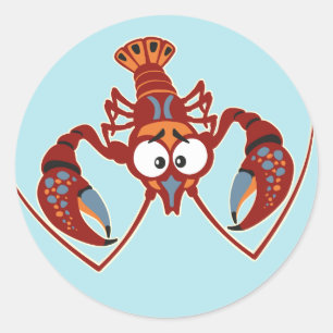 cartoon crayfish classic round sticker