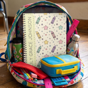 Cartoon Crayon Back to School Pattern Notebook