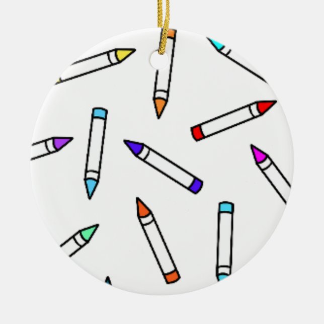 Cartoon Crayon Pattern Ceramic Tree Decoration (Front)