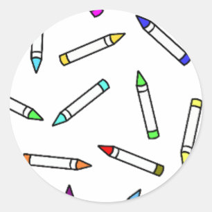 Cartoon Crayon Pattern Classic Round Sticker