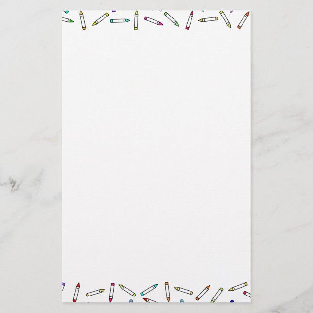 Cartoon Crayon Pattern Decorative Frame Stationery (Front)