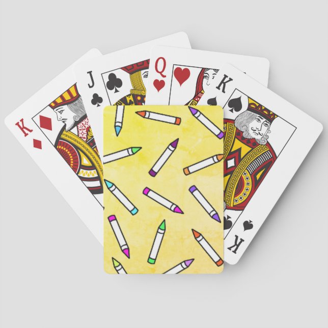 Cartoon Crayon Pattern Playing Cards (Back)