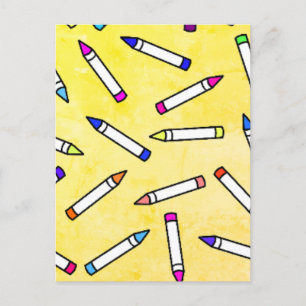 Cartoon Crayon Pattern Postcard