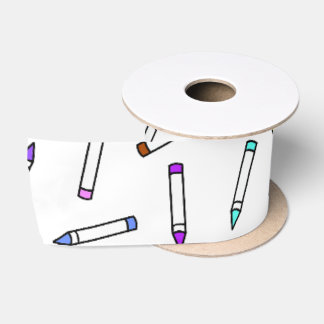 Cartoon Crayon Pattern Satin Ribbon