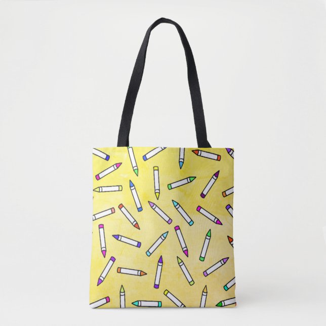 Cartoon Crayon Pattern Tote Bag (Front)