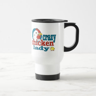 Cartoon Crazy Chicken Lady Travel Mug