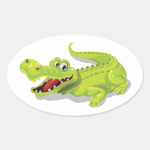 Cartoon Crocodile Oval Sticker