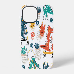 Cartoon Crocodile: Vintage Animal Wallpaper iPhone 12 Case