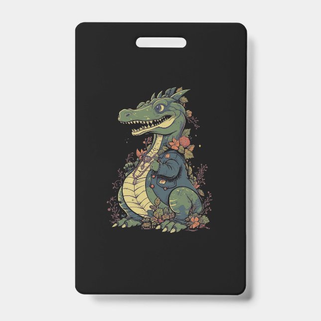 cartoon-crocodile-wearing-jacket-jacket-with-flowe ID badge (Front)