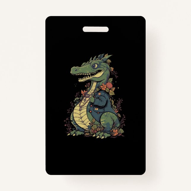 cartoon-crocodile-wearing-jacket-jacket-with-flowe ID badge (Front)