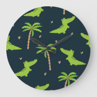 Cartoon Crocodiles: Alligator Palms Pattern.