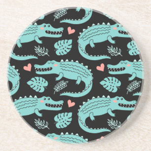Cartoon crocodiles, cute seamless pattern. coaster