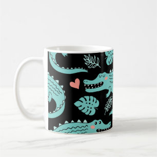 Cartoon crocodiles, cute seamless pattern. coffee mug