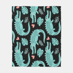 Cartoon crocodiles, cute seamless pattern. fleece blanket