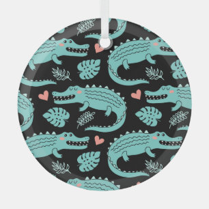 Cartoon crocodiles, cute seamless pattern. glass tree decoration