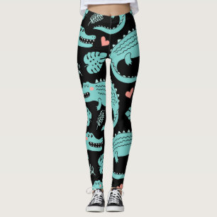Cartoon crocodiles, cute seamless pattern. leggings