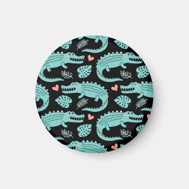 Cartoon crocodiles, cute seamless pattern. magnet (Front)