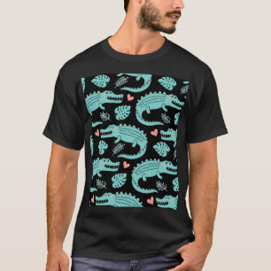 Cartoon crocodiles, cute seamless pattern. T-Shirt