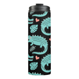 Cartoon crocodiles, cute seamless pattern. thermal tumbler