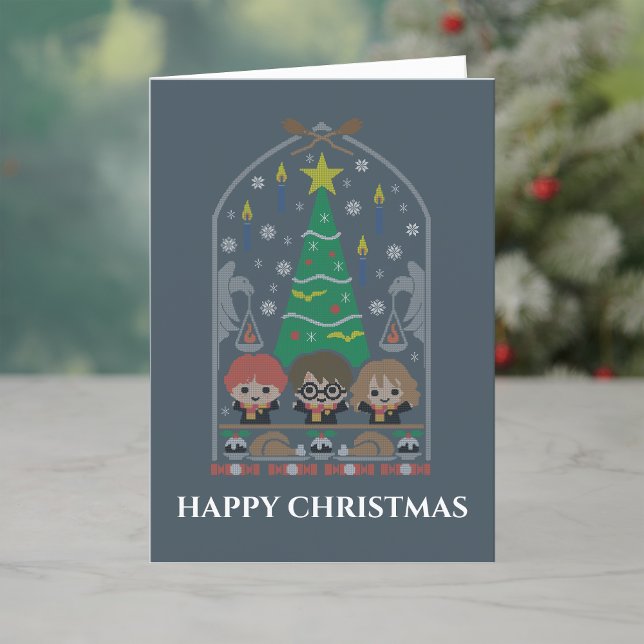 Cartoon Cross-Stitch HOGWARTS™ Christmas Feast Holiday Card (Creator Uploaded)