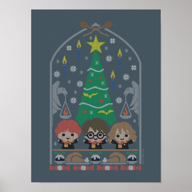 Cartoon Cross-Stitch HOGWARTS™ Christmas Feast Poster (Front)