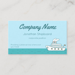 Cartoon Cruise Ship with Smoking Stacks Business Card