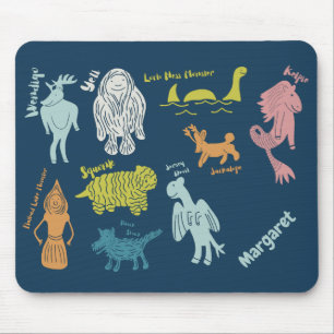 Cartoon Cryptids Cryptozoology Guide Personalised Mouse Mat