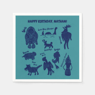 Cartoon Cryptids Cryptozoology Monsters Custom Nap Napkin