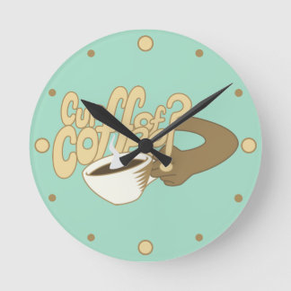 Cartoon "Cup of Coffee" with mug Round Clock