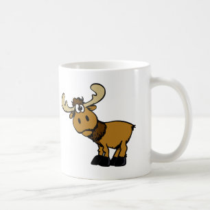 Cartoon Curious moose   choose background colour Coffee Mug