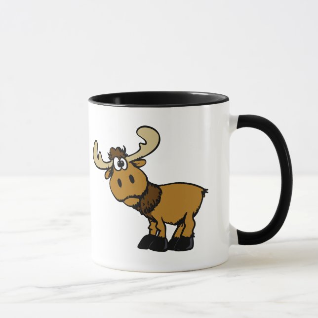 Cartoon Curious moose | choose background colour Mug (Right)