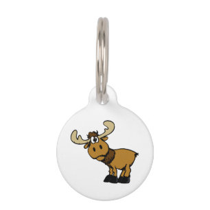 Cartoon Curious moose choose background colour Pet Tag