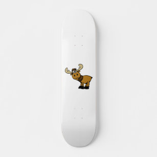 Cartoon Curious moose   choose background colour Skateboard