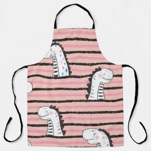 Cartoon Cute Dinosaurs vintage Seamless pattern. C Apron