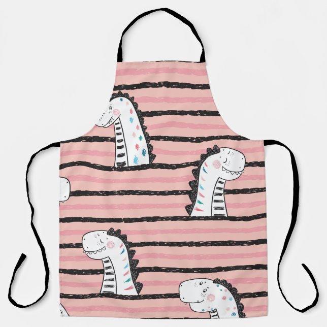 Cartoon Cute Dinosaurs vintage Seamless pattern. C Apron (Front)