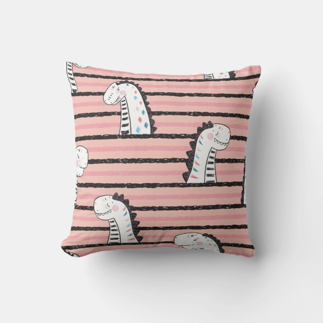 Cartoon Cute Dinosaurs vintage Seamless pattern. C Cushion (Front)